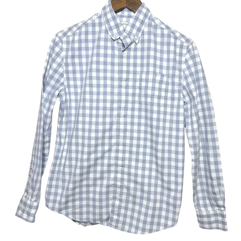 Crewcuts J.Crew Boys Blue Gingham Button Down Shirt Long Sleeve Size 14 J6091